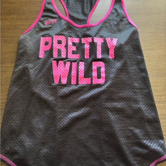 Black and Pink Mesh Tank Top athletic pinnie vintage - Picture 1 of 2